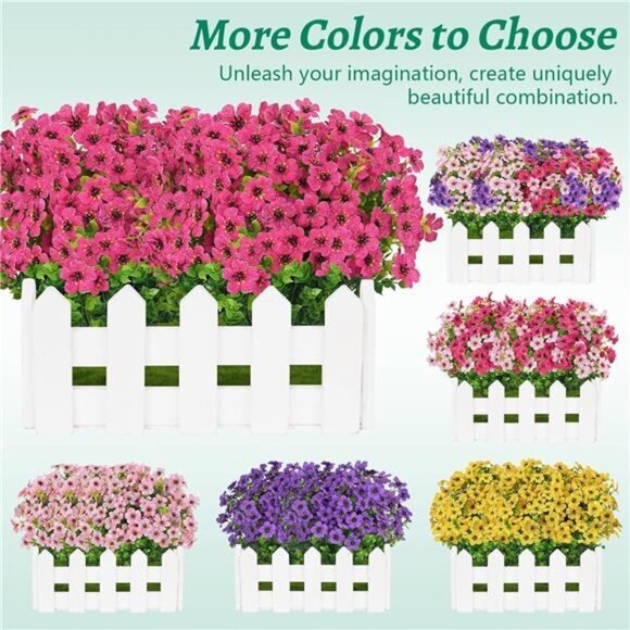 Flowers for Outdoors, 9 Bundles Artificial‎ Plants & Flowers Outdoor, (Rose Red) - Picture 5 of 7